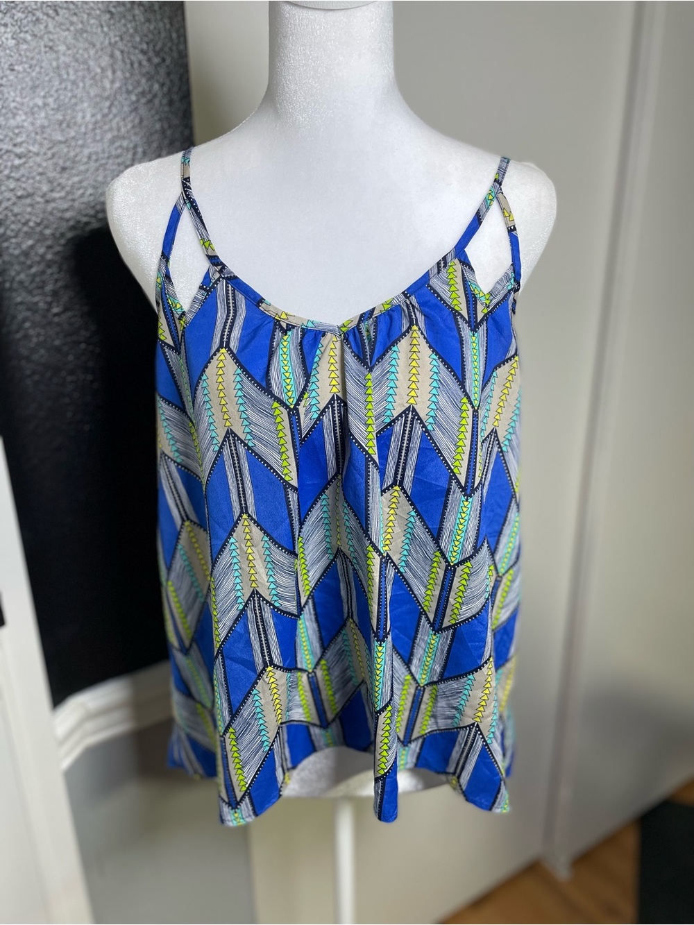 Lush Blue Geometric Print Spaghetti Strap Camisole